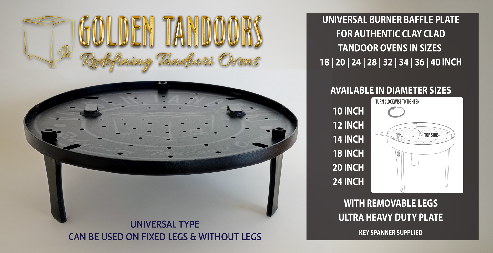 Gas Tandoor Burner Baffle Plate sizes